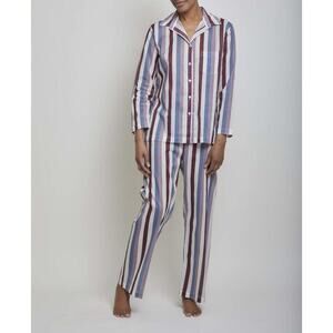Pour Les Femmes Long Sleeve Pajama Set Captain Blue Multi Size Small